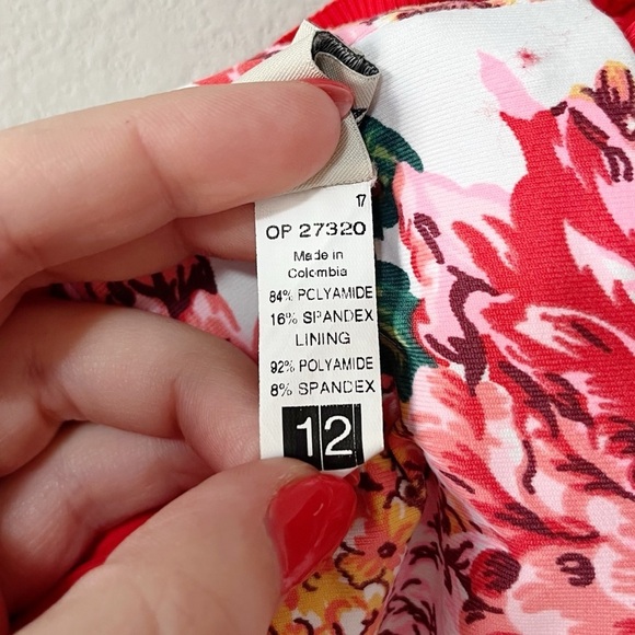 Maaij Camelia Fiesta Red Ruffled Smocked Crop Bikini Top Size 12 Swim Beach - Picture 10 of 11